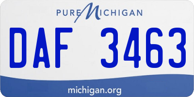 MI license plate DAF3463