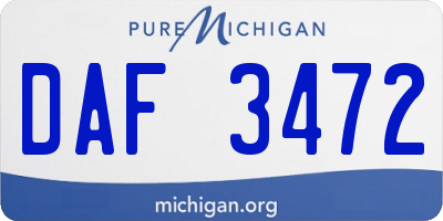 MI license plate DAF3472