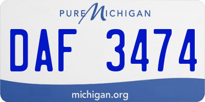 MI license plate DAF3474