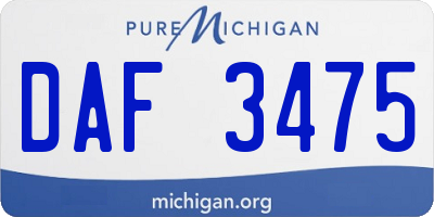 MI license plate DAF3475