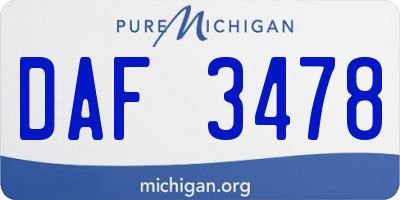 MI license plate DAF3478