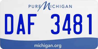 MI license plate DAF3481
