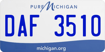 MI license plate DAF3510