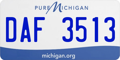 MI license plate DAF3513