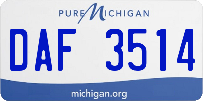 MI license plate DAF3514