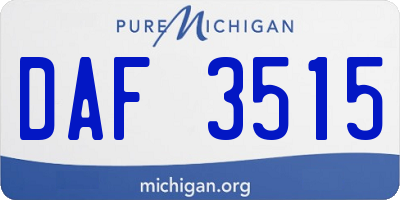 MI license plate DAF3515