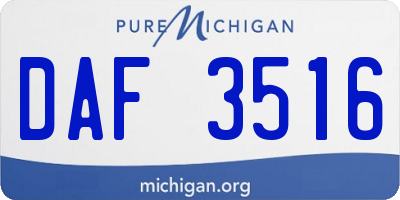 MI license plate DAF3516