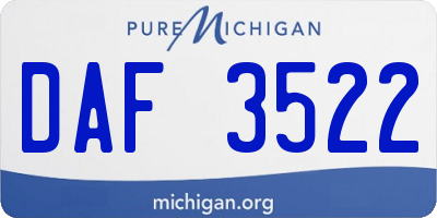 MI license plate DAF3522