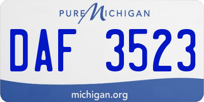 MI license plate DAF3523