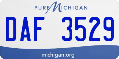 MI license plate DAF3529