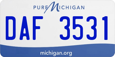 MI license plate DAF3531