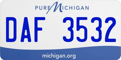 MI license plate DAF3532