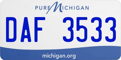 MI license plate DAF3533