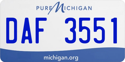 MI license plate DAF3551