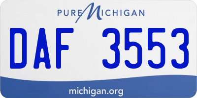 MI license plate DAF3553