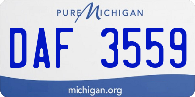 MI license plate DAF3559