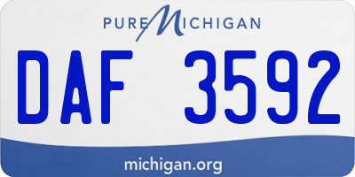 MI license plate DAF3592