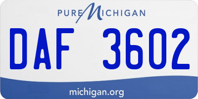 MI license plate DAF3602