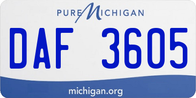 MI license plate DAF3605
