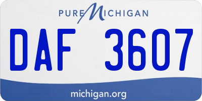 MI license plate DAF3607