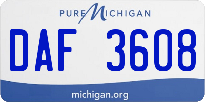 MI license plate DAF3608