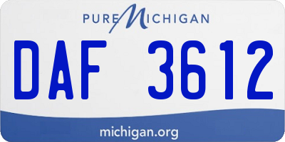 MI license plate DAF3612