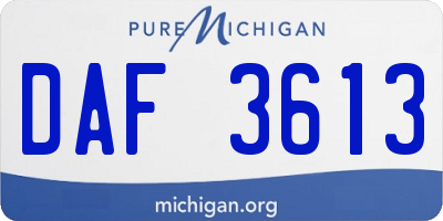 MI license plate DAF3613