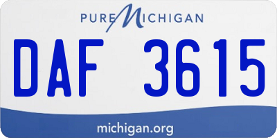 MI license plate DAF3615