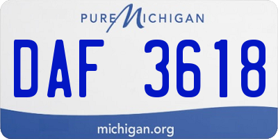 MI license plate DAF3618