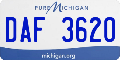 MI license plate DAF3620