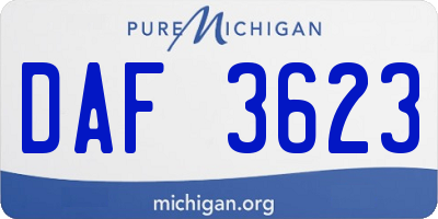 MI license plate DAF3623