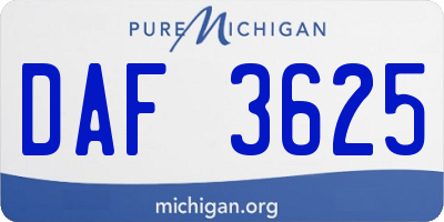 MI license plate DAF3625