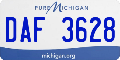 MI license plate DAF3628