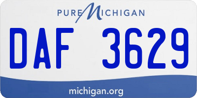 MI license plate DAF3629
