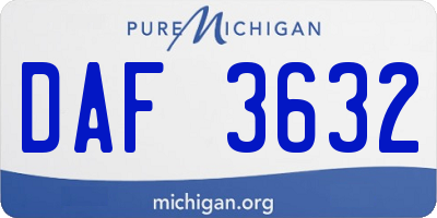 MI license plate DAF3632