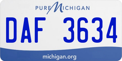 MI license plate DAF3634