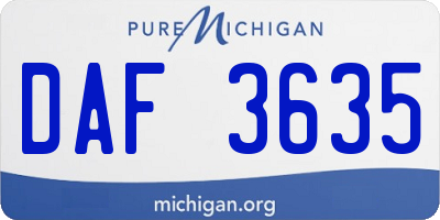 MI license plate DAF3635