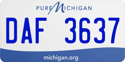 MI license plate DAF3637