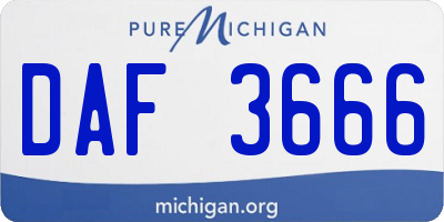 MI license plate DAF3666