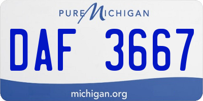 MI license plate DAF3667