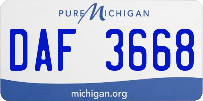 MI license plate DAF3668