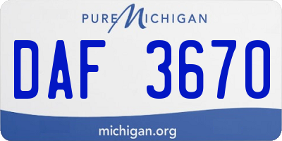 MI license plate DAF3670