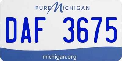 MI license plate DAF3675