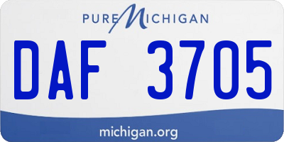 MI license plate DAF3705