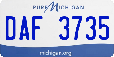 MI license plate DAF3735