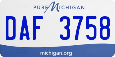 MI license plate DAF3758
