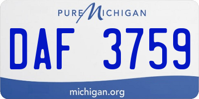 MI license plate DAF3759