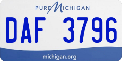 MI license plate DAF3796
