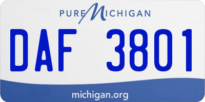 MI license plate DAF3801