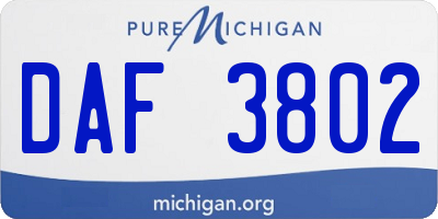MI license plate DAF3802